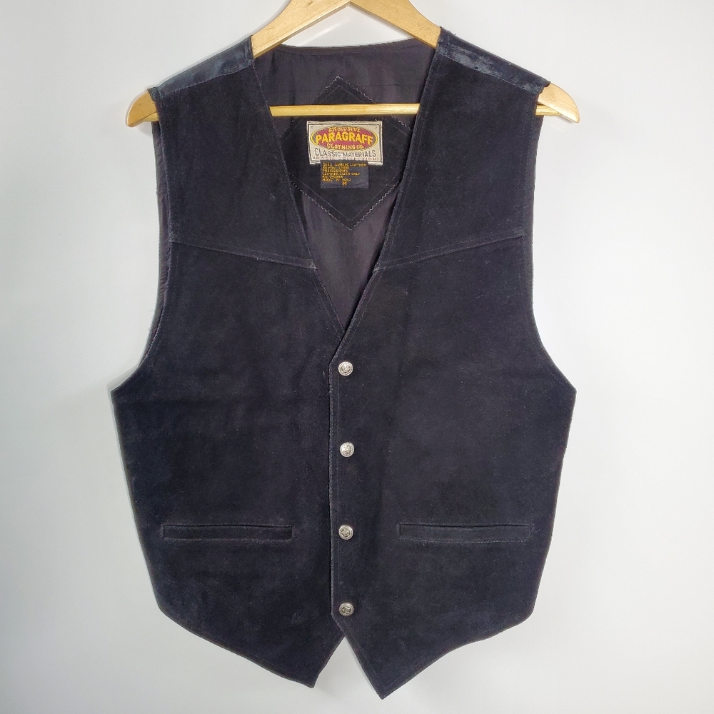 Paragraff Clothing CO. Black Genuine suede Leather front vest Size M